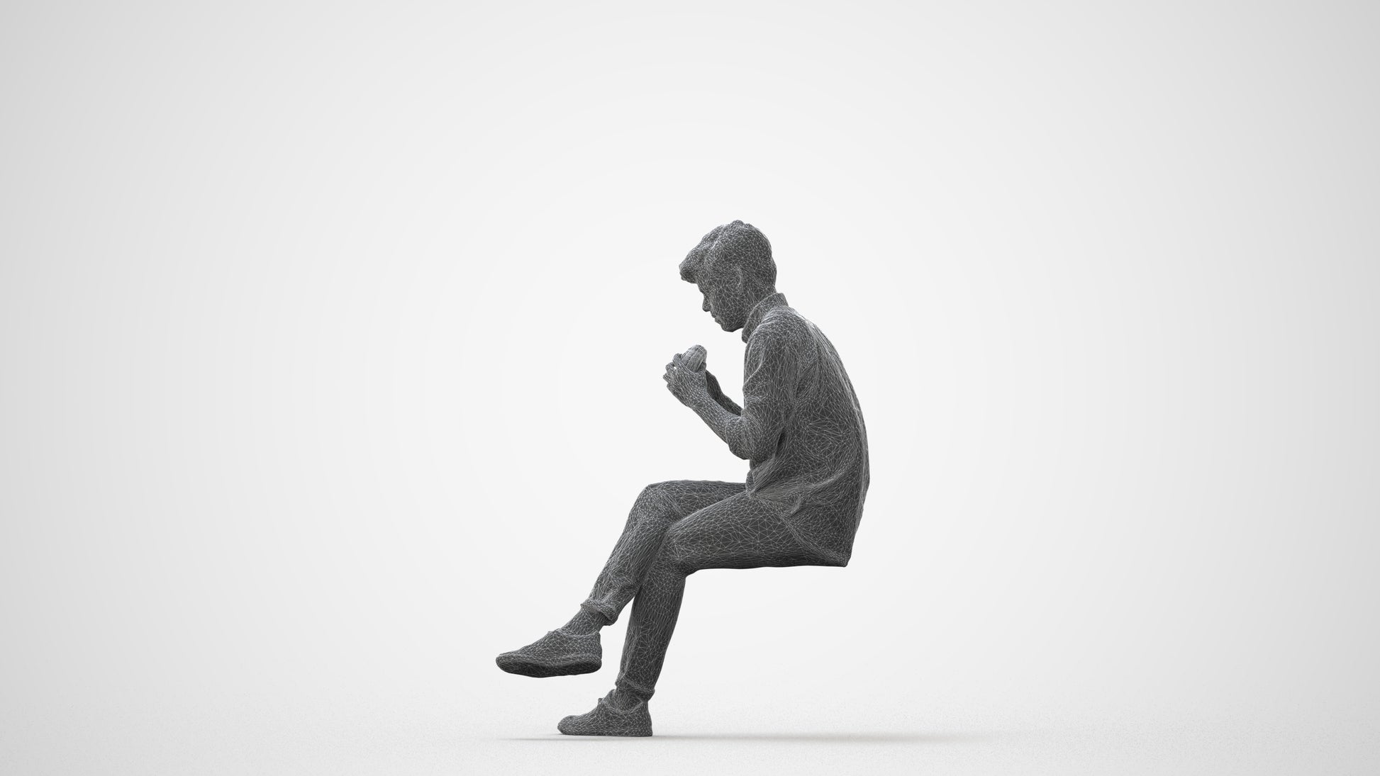 realistic 3D human man casual sitting, archviz people FBX OBJ for Blender, square thumbnail