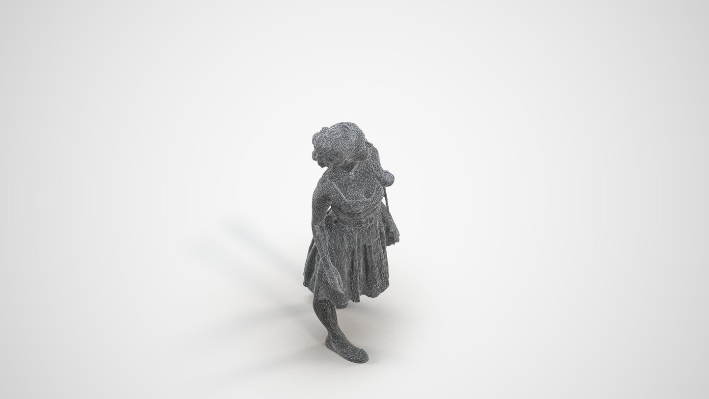 realistic 3D woman formal formalaffairs, scanned archviz people for Blender and 3ds Max, wireframe three-quarter view