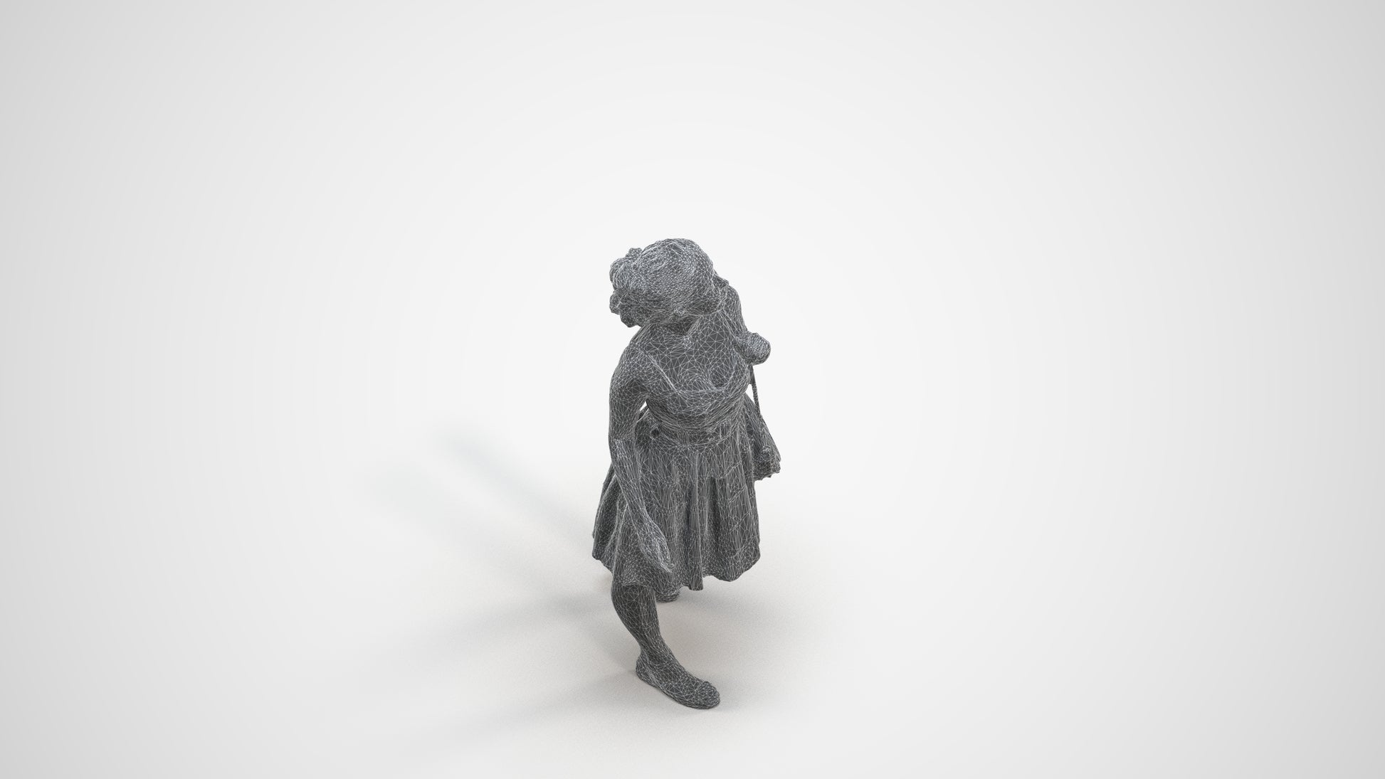 realistic 3D woman formal formalaffairs, scanned archviz people for Blender and 3ds Max, wireframe three-quarter view