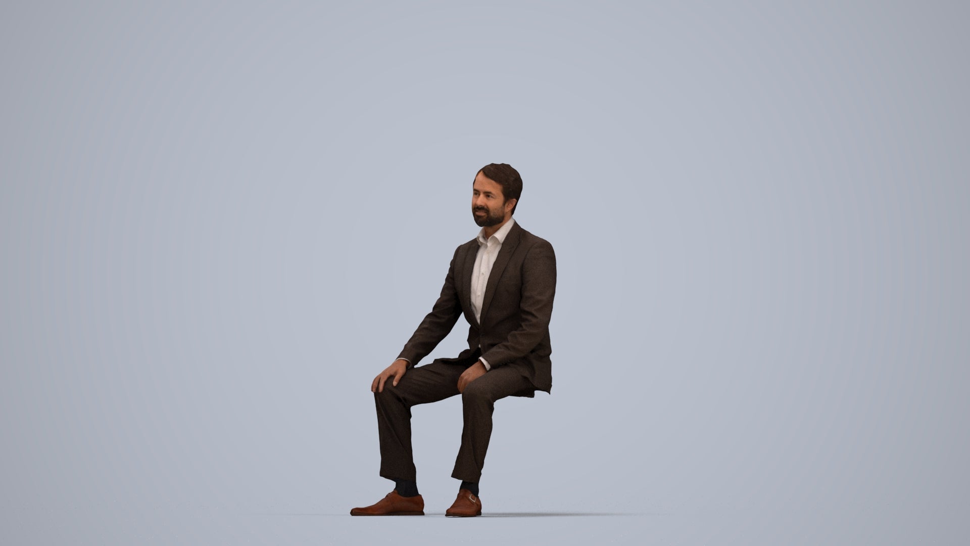 realistic 3D man business, scanned archviz people for Blender and 3ds Max, top-down view render