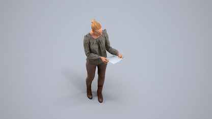 3D people model woman business walking, scanned human for 3ds Max rendering, back view render