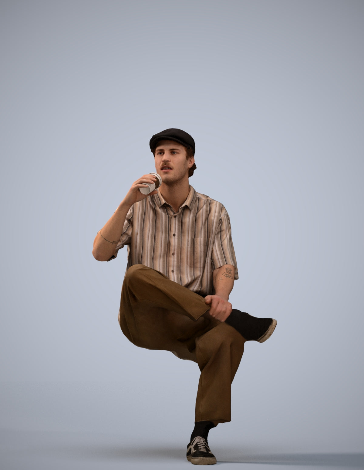 realistic 3D people man casual sitting, render-ready for V-Ray and Corona, FBX OBJ