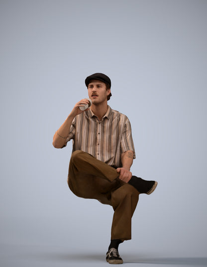realistic 3D people man casual sitting, render-ready for V-Ray and Corona, FBX OBJ