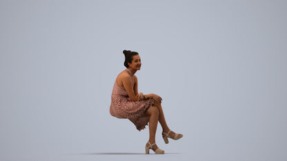 photogrammetry 3D woman formal sitting, realistic human model archviz FBX, side view render
