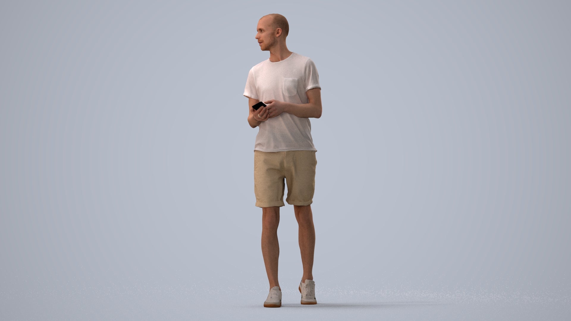 realistic 3D people man casual standing, render-ready for V-Ray and Corona, FBX OBJ, three-quarter view render