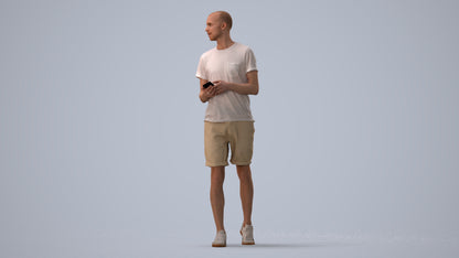 realistic 3D people man casual standing, render-ready for V-Ray and Corona, FBX OBJ, three-quarter view render