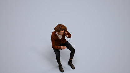 3D scanned man sitting business, photorealistic archviz people for Enscape and SketchUp, back view render
