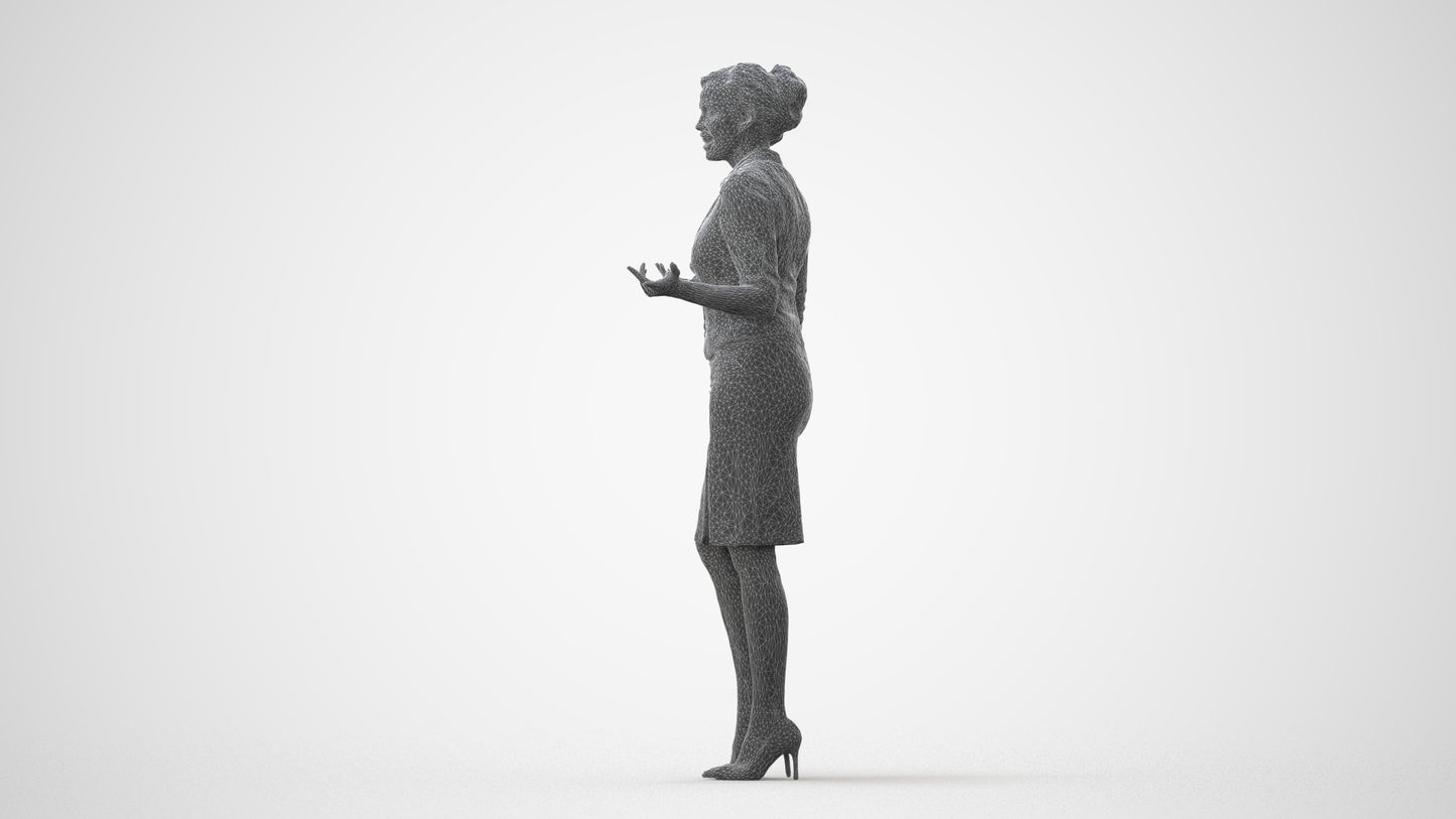 realistic 3D woman hospitality, scanned archviz people for Blender and 3ds Max, square thumbnail
