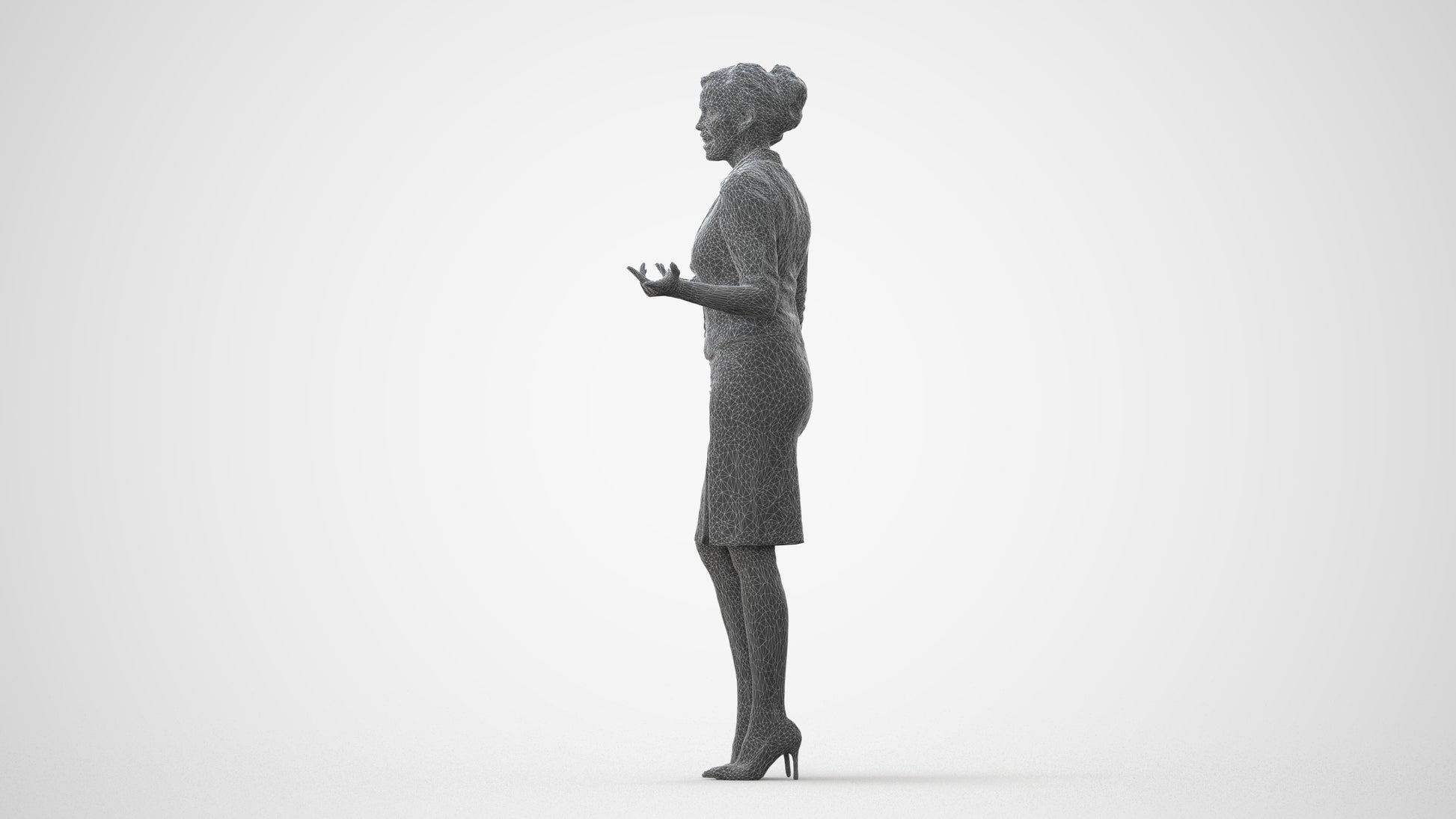 realistic 3D woman hospitality, scanned archviz people for Blender and 3ds Max, square thumbnail