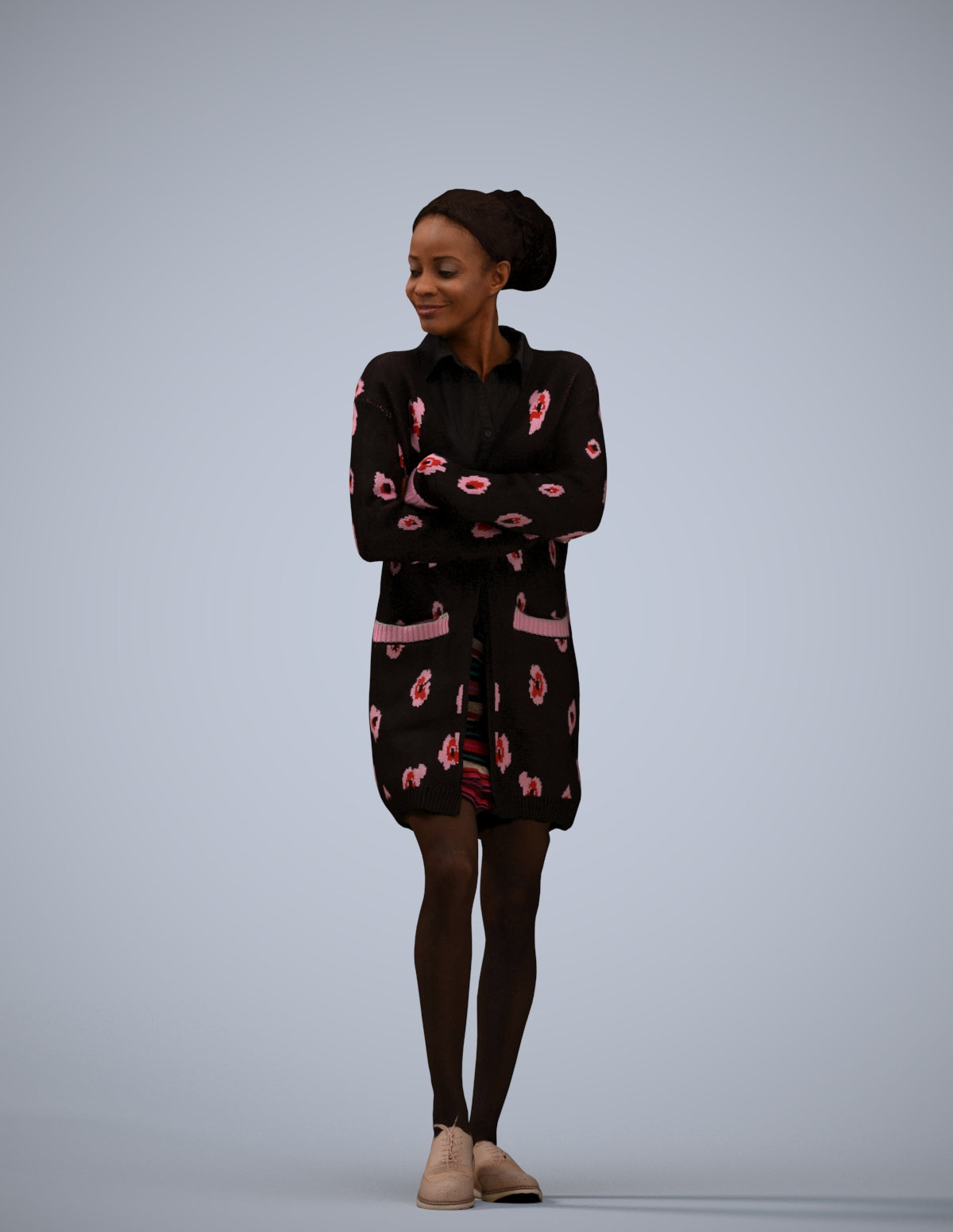3D people model woman casual standing, scanned human for 3ds Max rendering