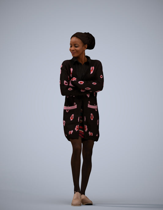 3D people model woman casual standing, scanned human for 3ds Max rendering