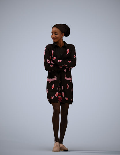 3D people model woman casual standing, scanned human for 3ds Max rendering