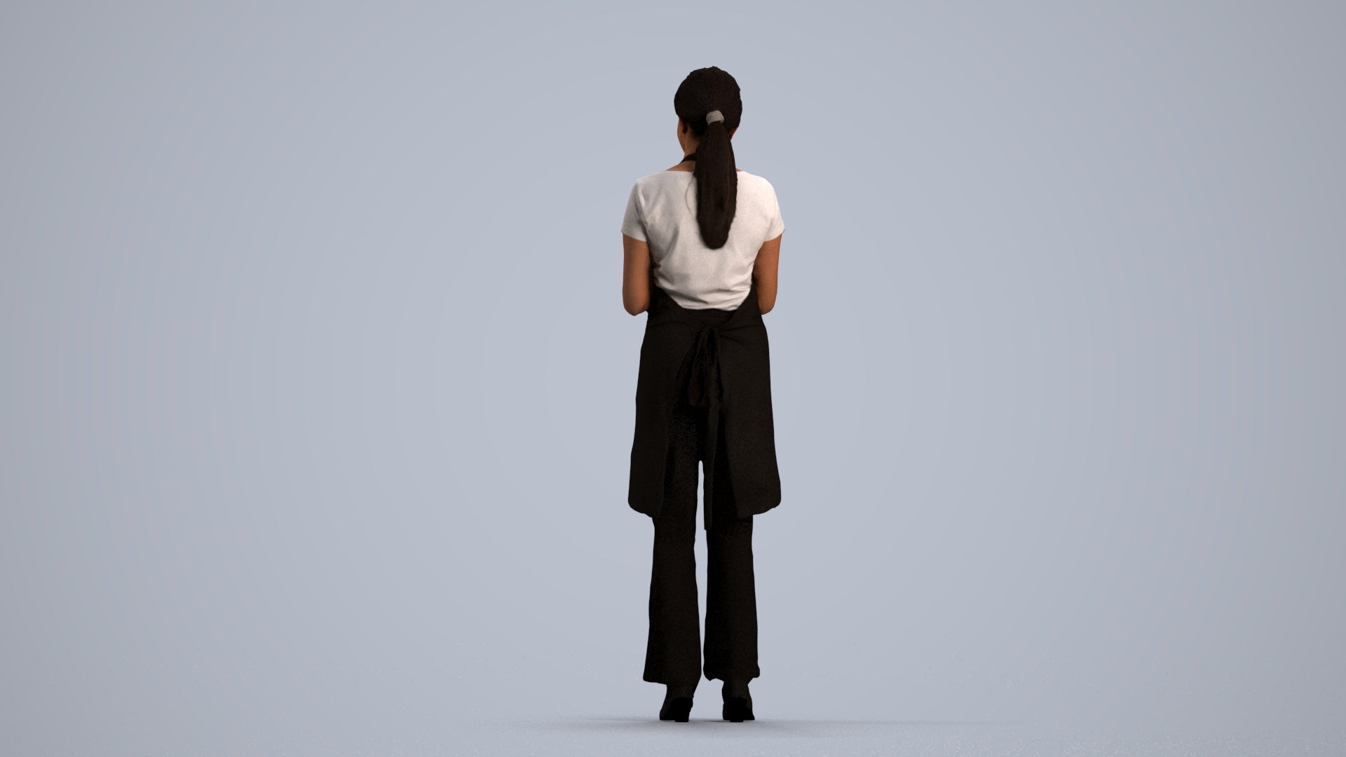 realistic 3D woman hospitality, scanned archviz people for Blender and 3ds Max, front view render