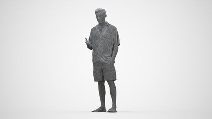realistic 3D human man casual standing, archviz people FBX OBJ for Blender, wireframe back view