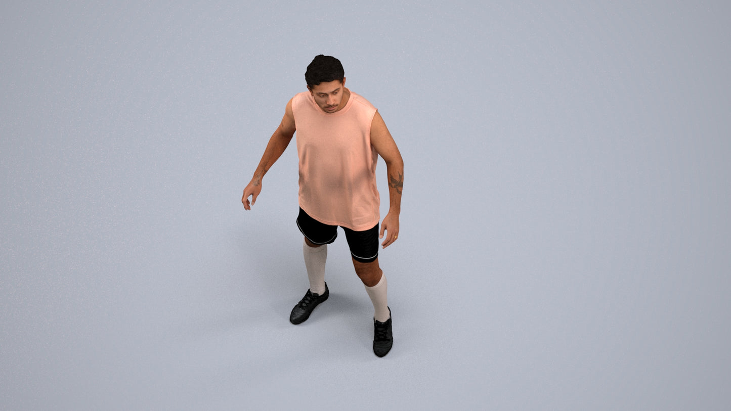 photogrammetry 3D man sport, realistic human model archviz FBX, back view render