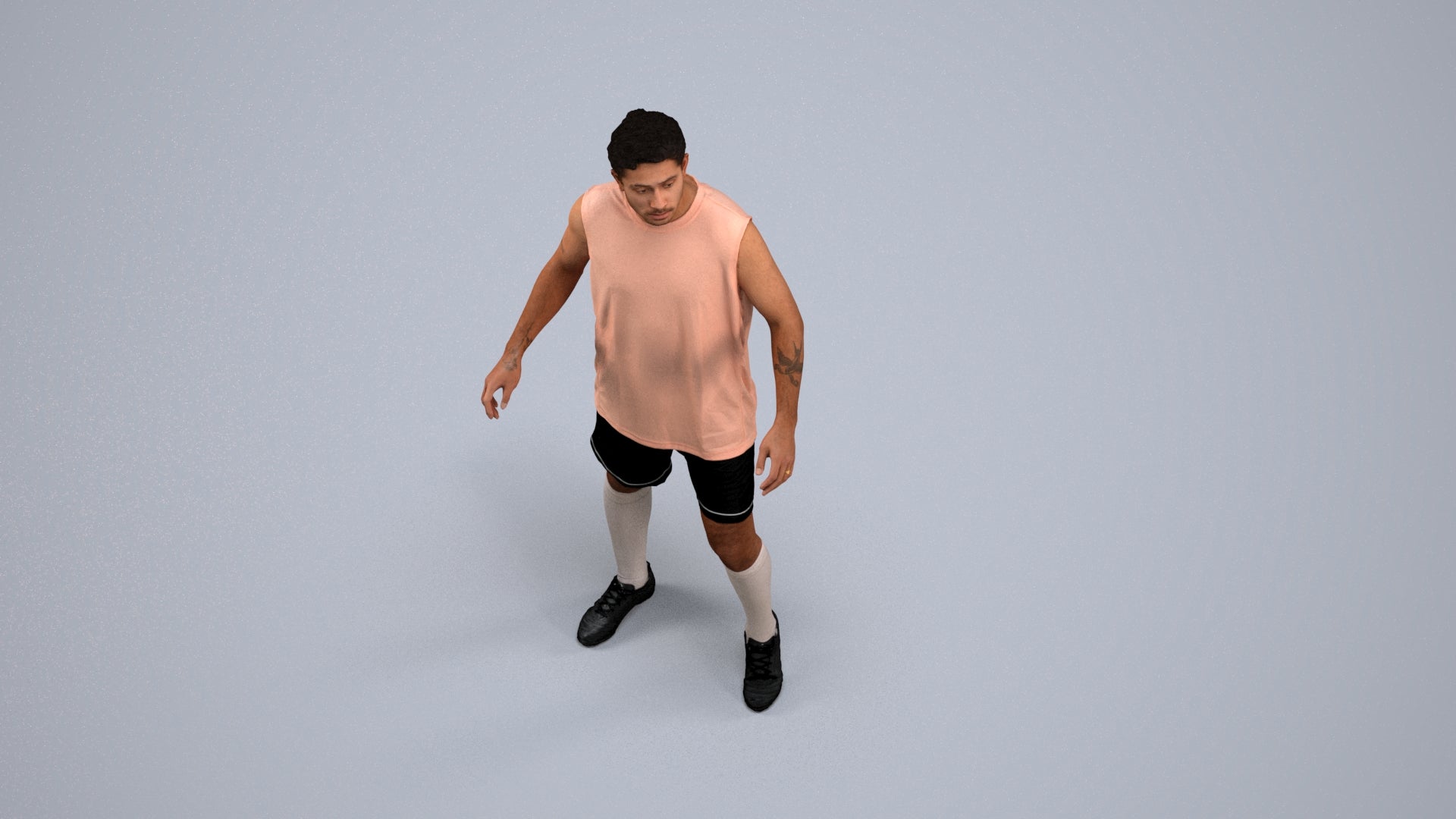 photogrammetry 3D man sport, realistic human model archviz FBX, back view render