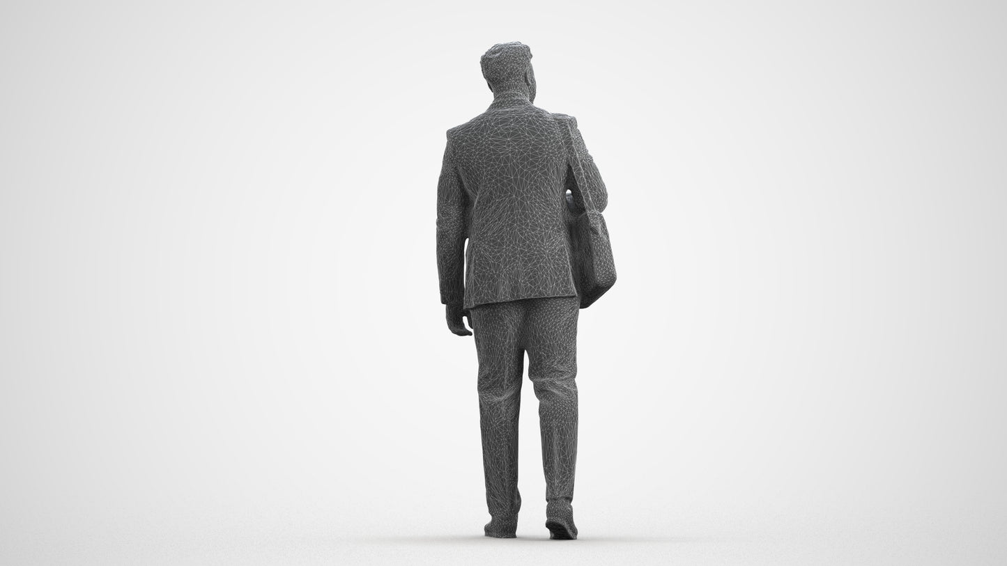 realistic 3D people man business, render-ready for V-Ray and Corona, FBX OBJ, wireframe front view