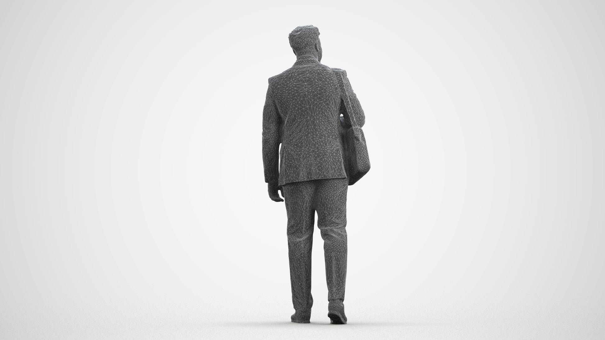 realistic 3D people man business, render-ready for V-Ray and Corona, FBX OBJ, wireframe front view