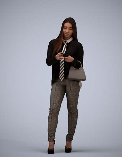 realistic 3D people woman business standing, render-ready for V-Ray and Corona, FBX OBJ