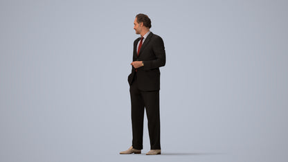 3D scanned man business, photorealistic archviz people for Enscape and SketchUp, three-quarter view render