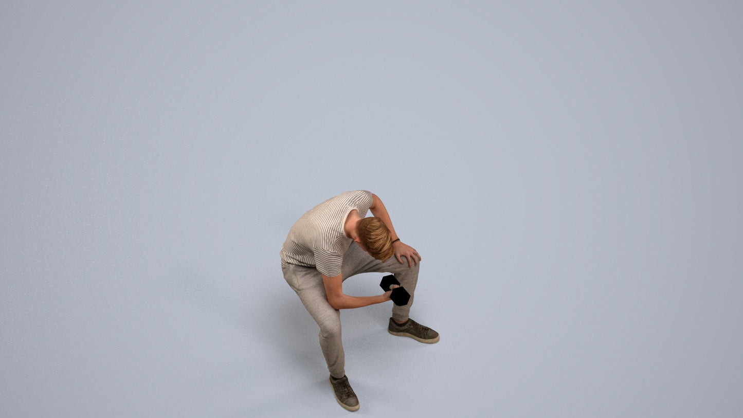 photogrammetry 3D man casual sport, realistic human model archviz FBX, back view render