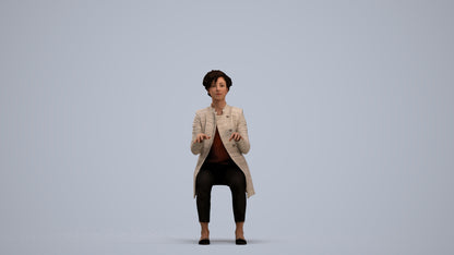 realistic 3D human woman business sitting, archviz people FBX OBJ for Blender, standing pose render