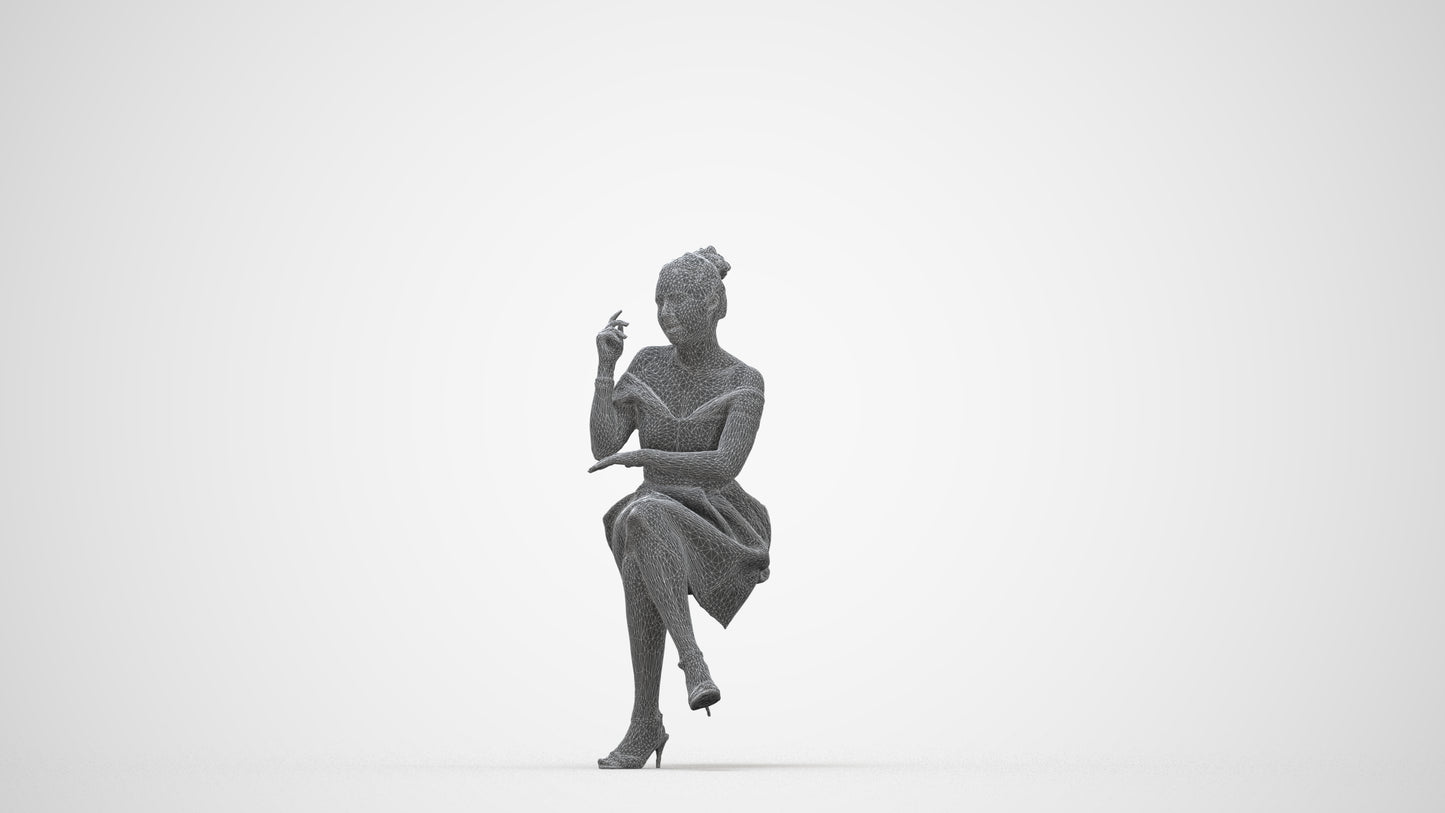 3D people model woman formal formalaffairs, scanned human for 3ds Max rendering, wireframe back view