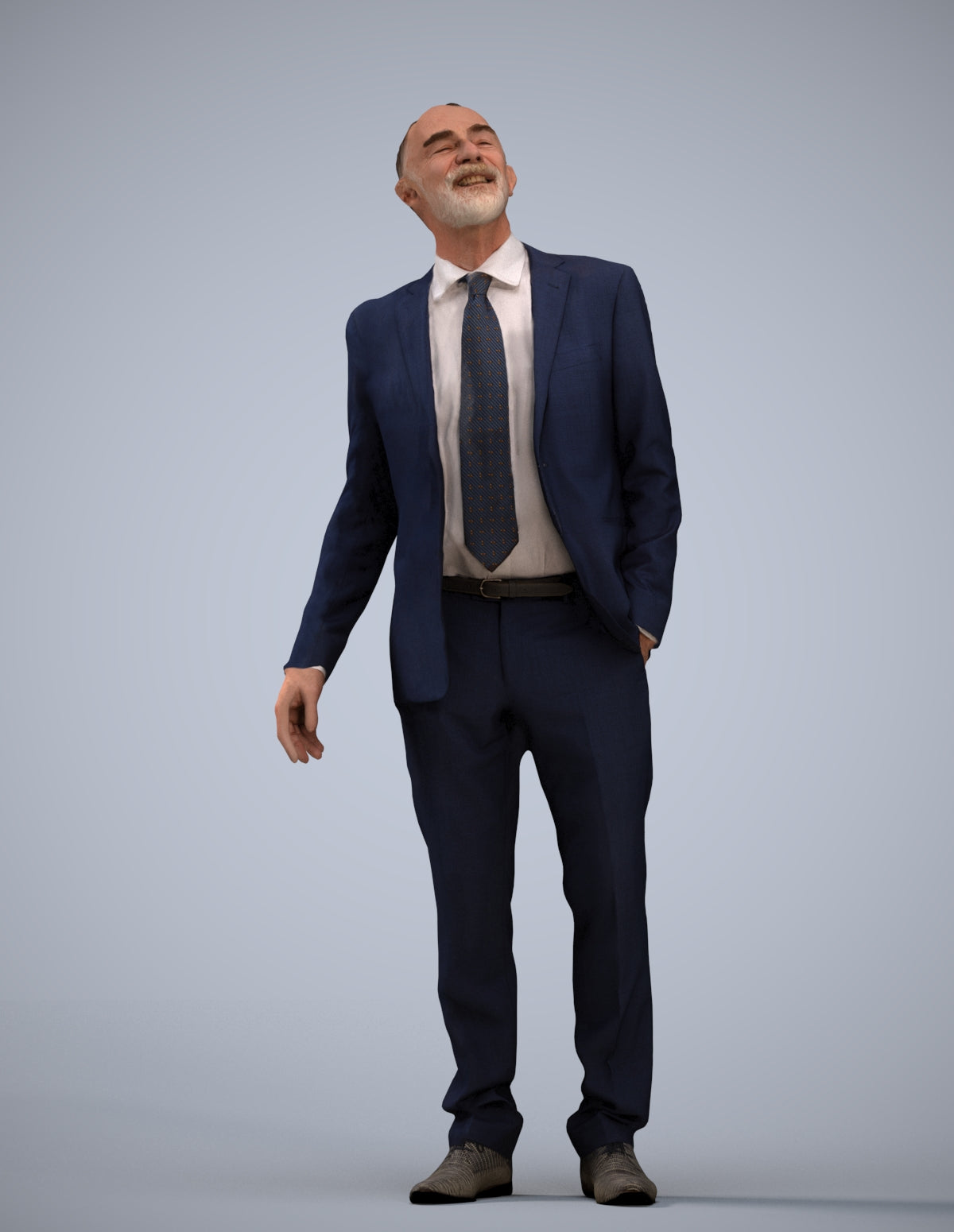 3D people model senior man business, scanned human for 3ds Max rendering