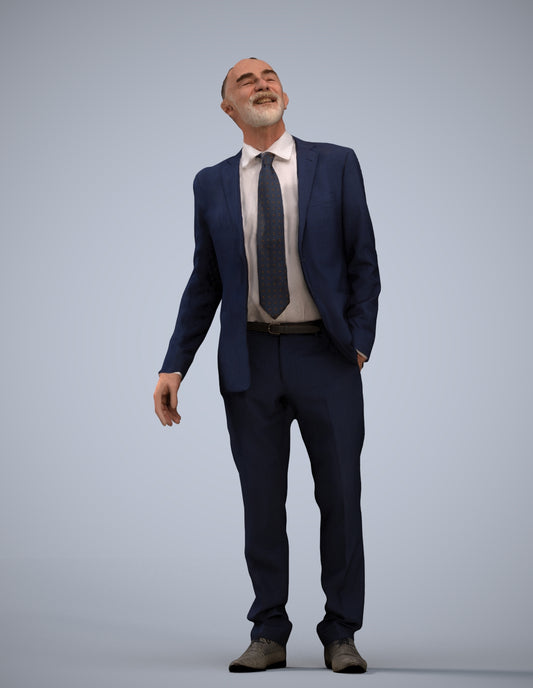 3D people model senior man business, scanned human for 3ds Max rendering