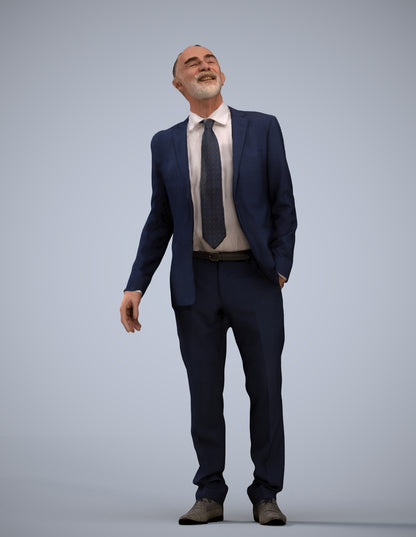 3D people model senior man business, scanned human for 3ds Max rendering