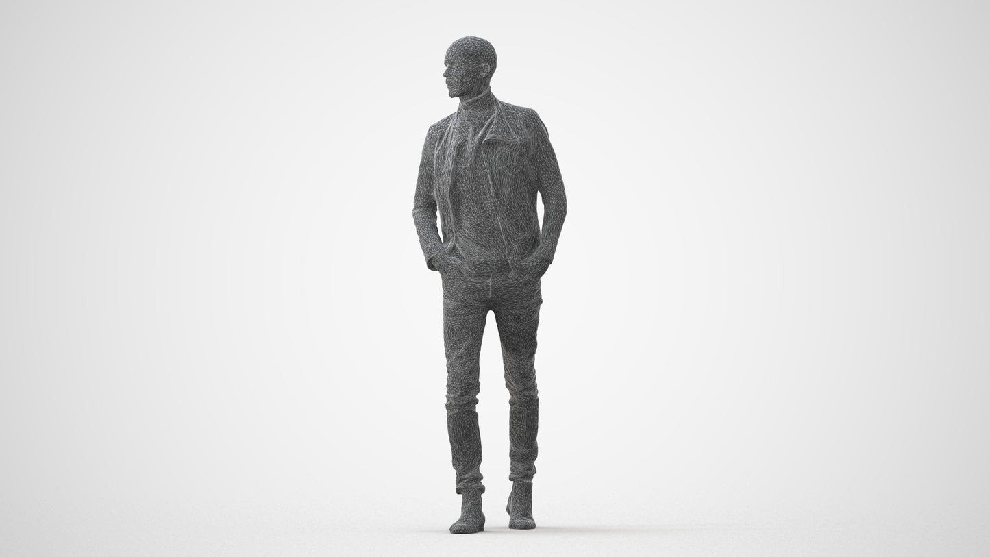 3D scanned man walking casual, photorealistic archviz people for Enscape and SketchUp, square thumbnail
