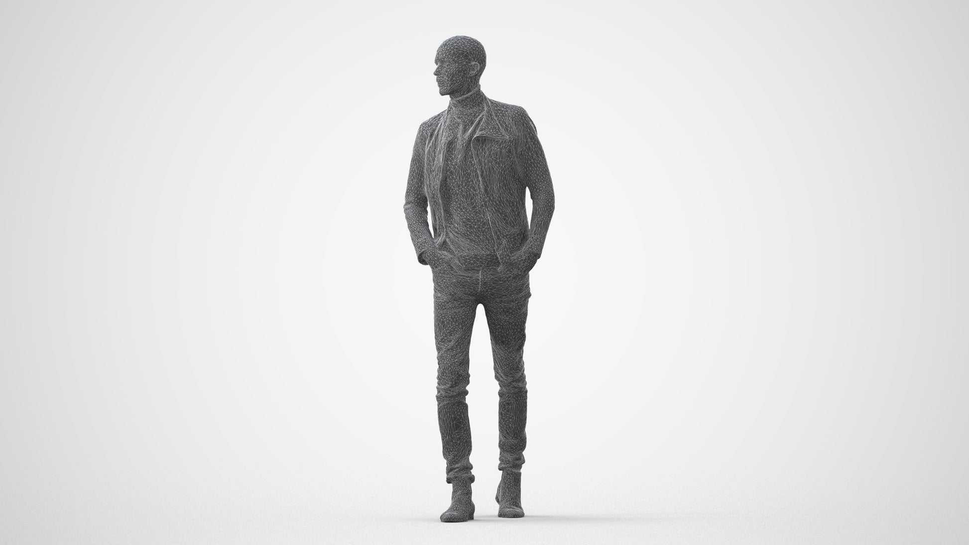 3D scanned man walking casual, photorealistic archviz people for Enscape and SketchUp, square thumbnail