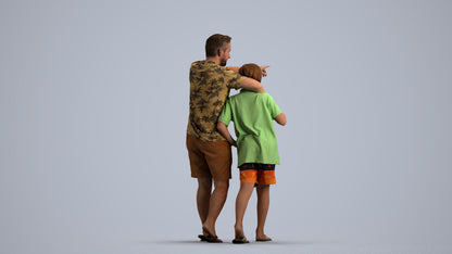 photogrammetry 3D boy kids, realistic human model archviz FBX, front view render