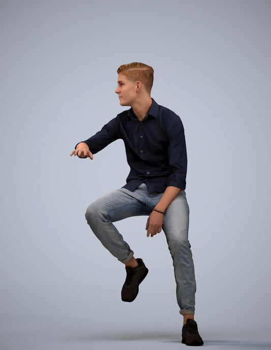 realistic 3D people man casual sitting, render-ready for V-Ray and Corona, FBX OBJ
