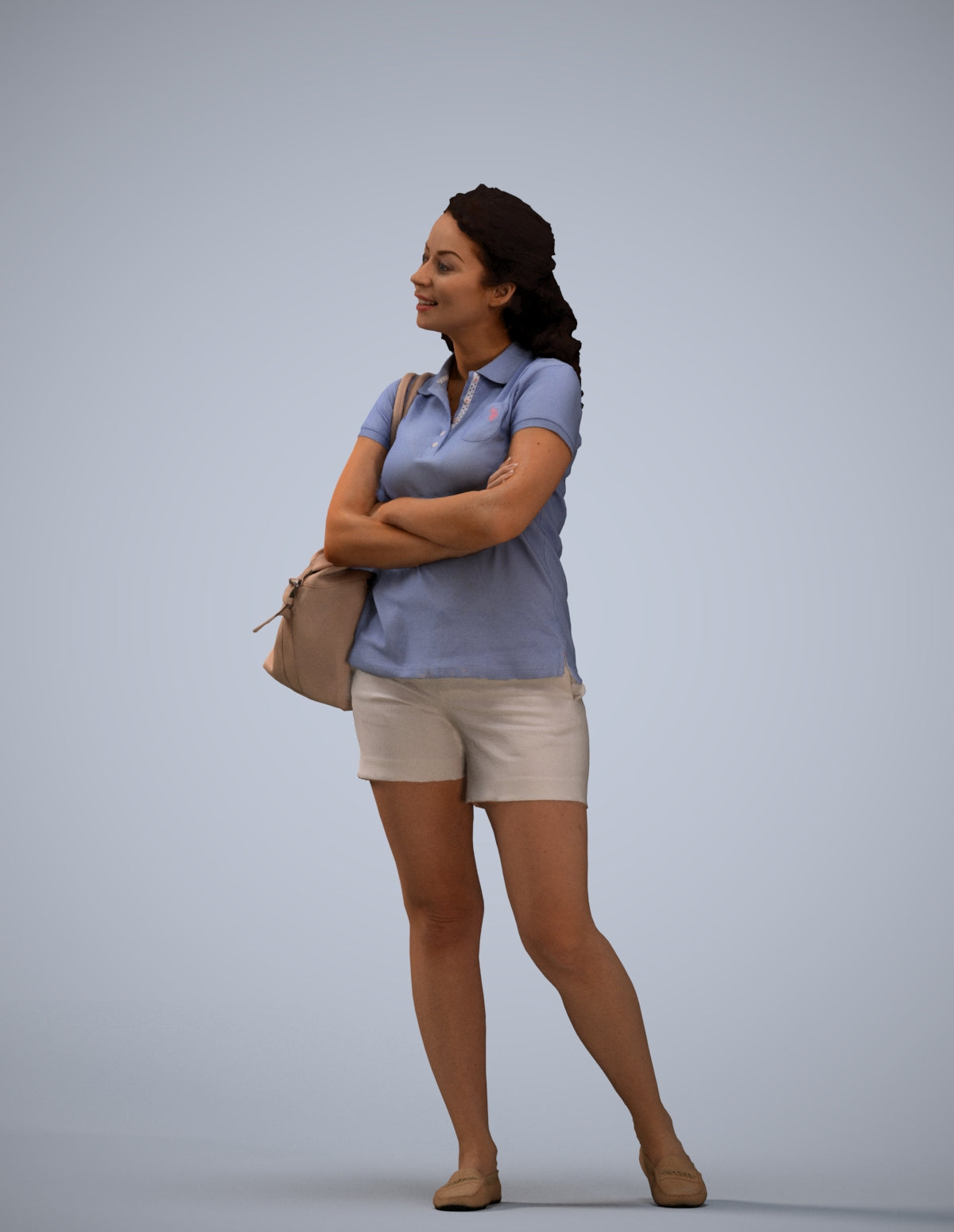 scanned 3D woman casual standing, photogrammetry people for Enscape and V-Ray