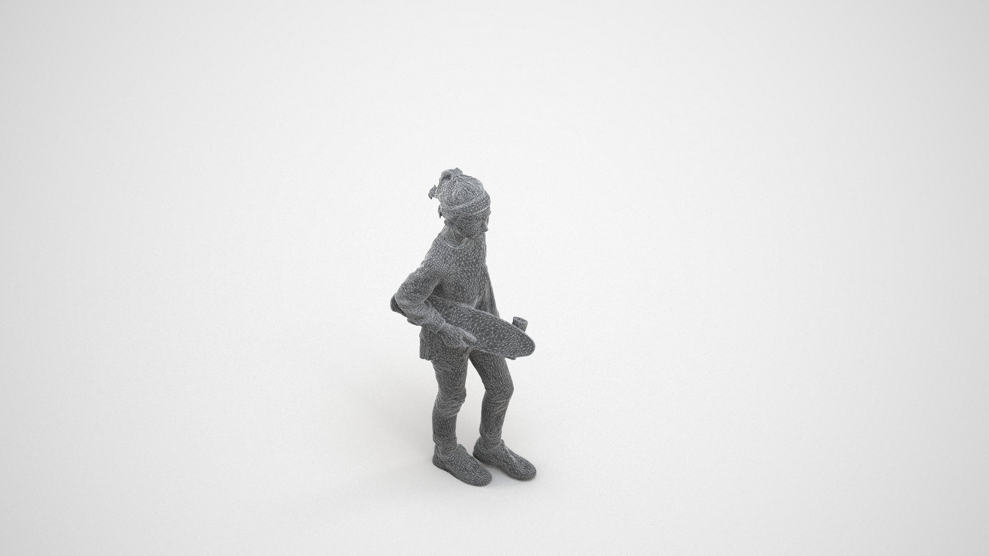 realistic 3D girl casual kids, scanned archviz people for Blender and 3ds Max, wireframe three-quarter view