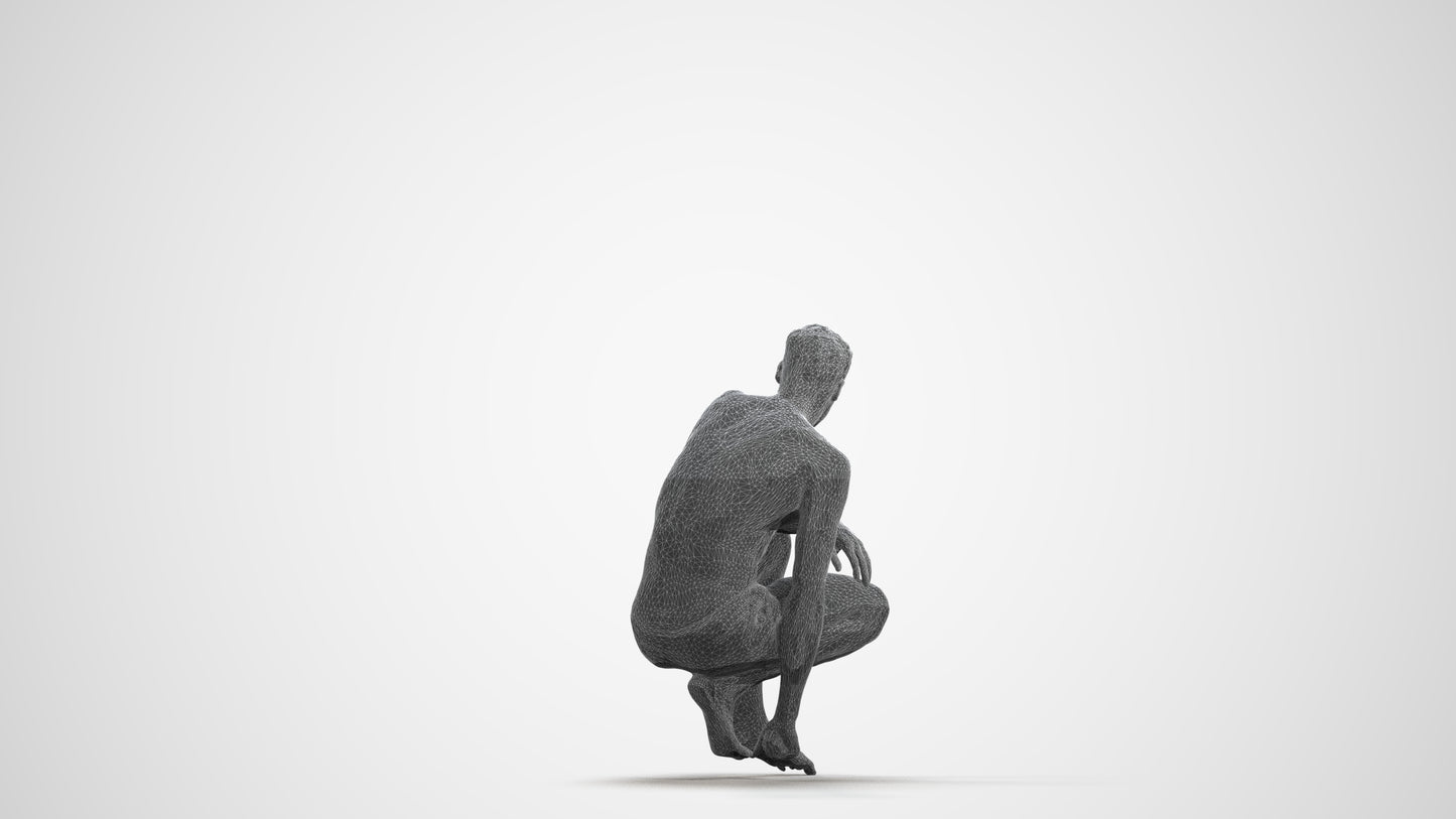 realistic 3D human man pool, archviz people FBX OBJ for Blender, wireframe front view