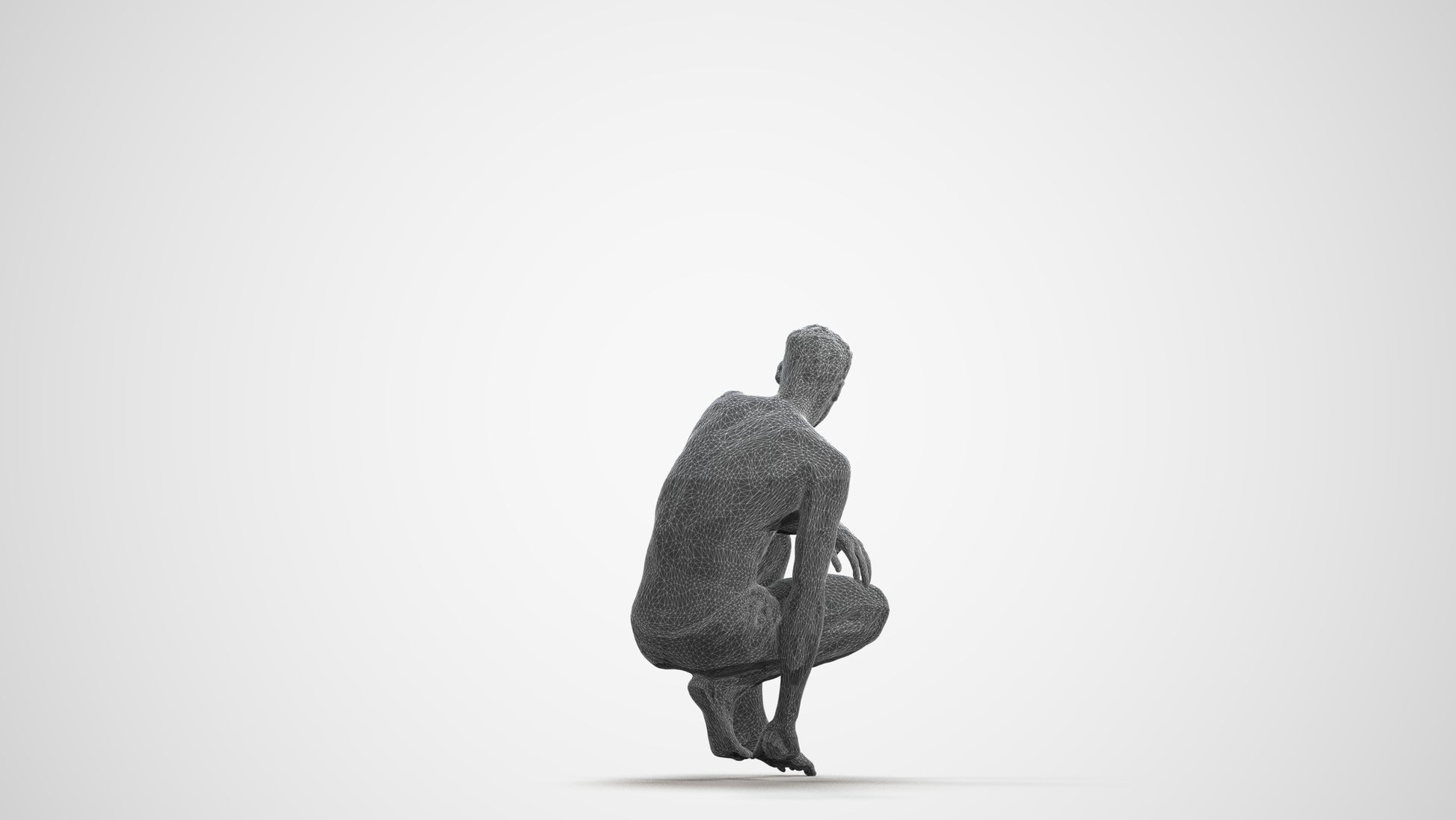realistic 3D human man pool, archviz people FBX OBJ for Blender, wireframe front view