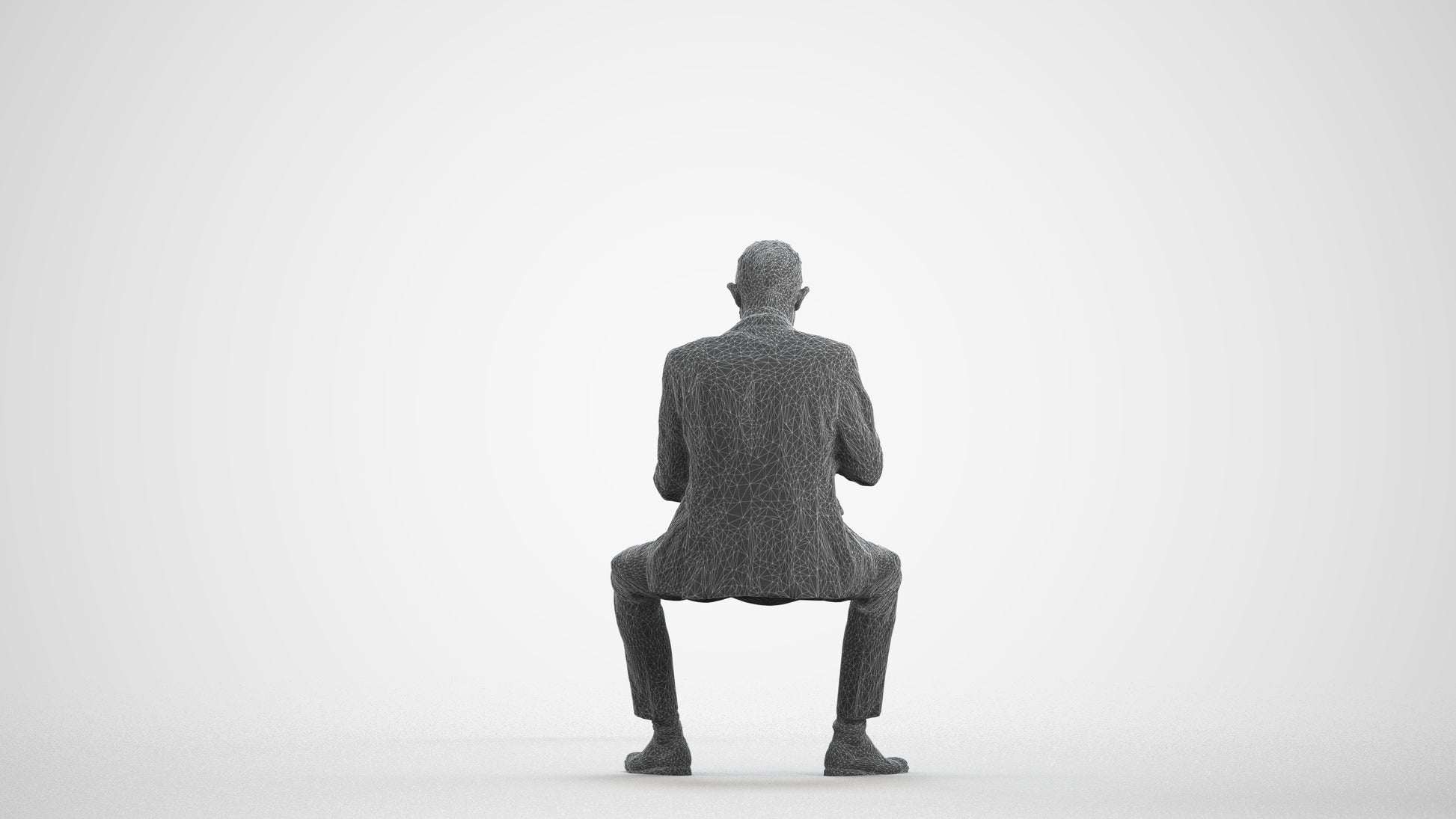 realistic 3D human man business, archviz people FBX OBJ for Blender, wireframe front view