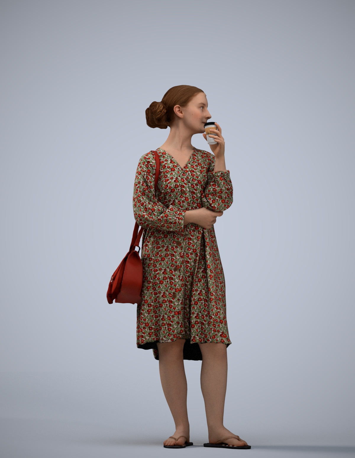 3D human model girl casual kids, photogrammetry scanned person for archviz