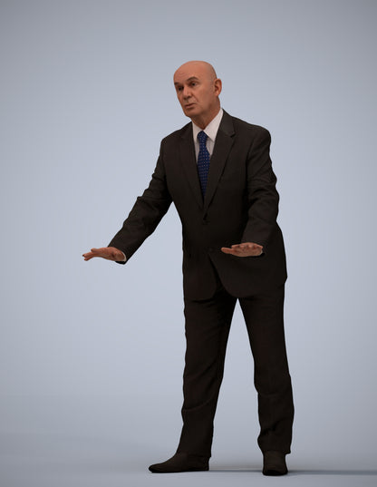 scanned 3D senior man business, photogrammetry people for Enscape and V-Ray