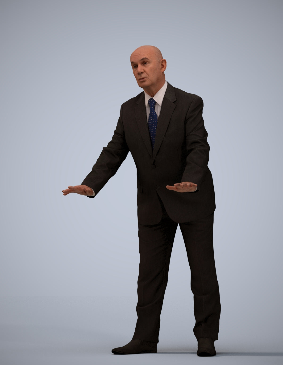 scanned 3D senior man business, photogrammetry people for Enscape and V-Ray
