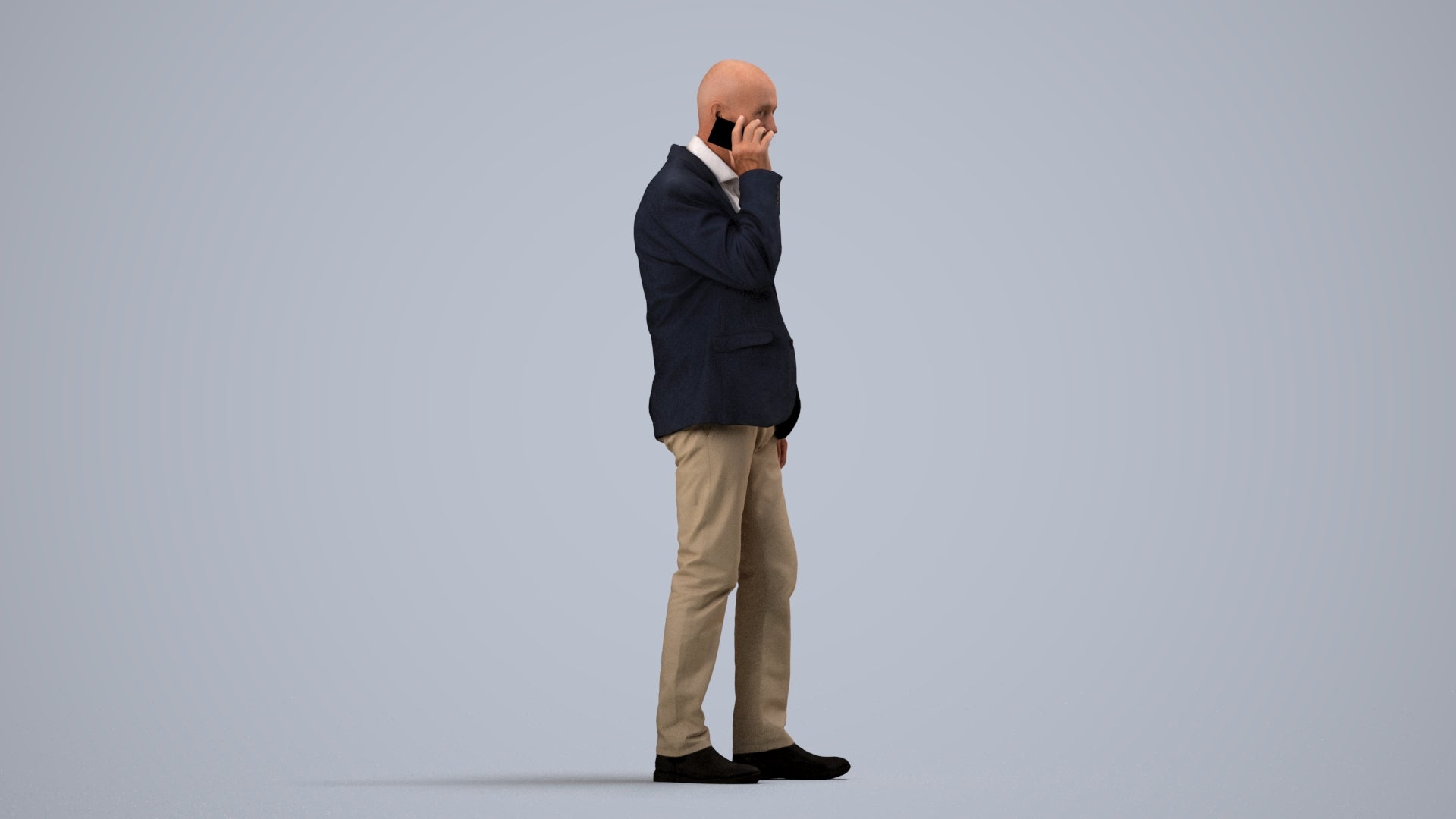 scanned 3D senior man business, photogrammetry people for Enscape and V-Ray, side view render