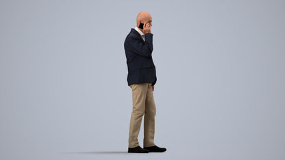 scanned 3D senior man business, photogrammetry people for Enscape and V-Ray, side view render