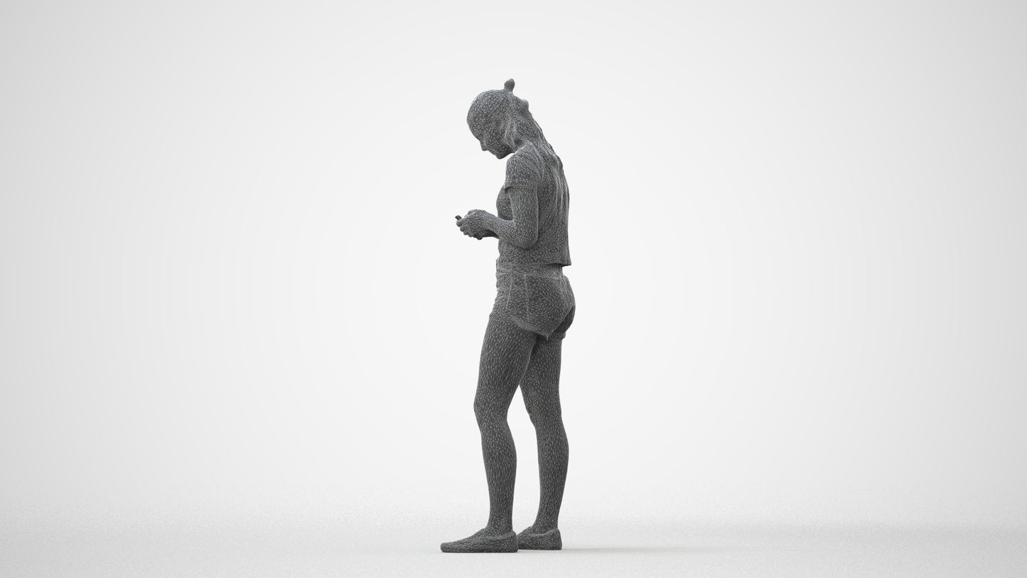 3D people model girl casual standing, scanned human for 3ds Max rendering, square thumbnail