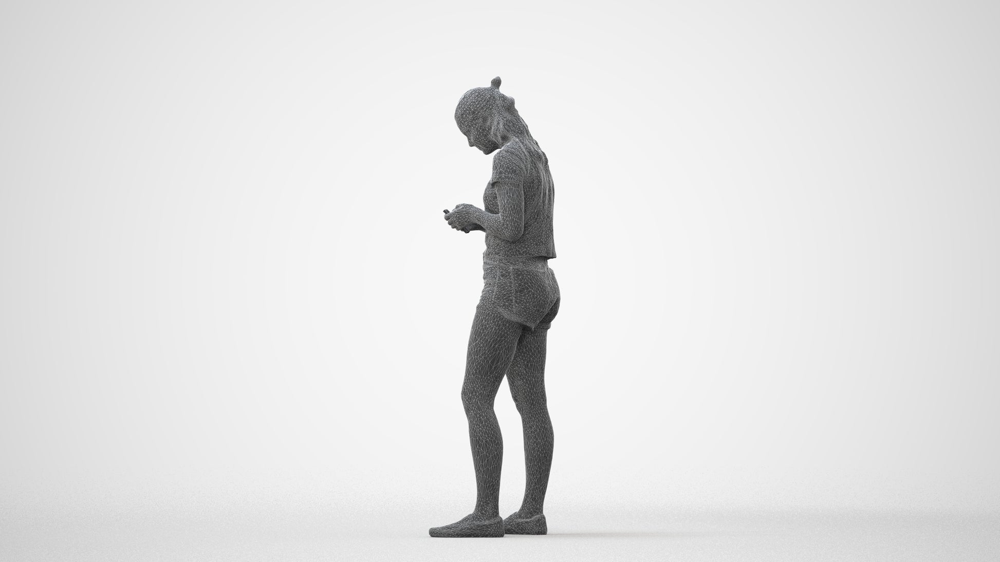 3D people model girl casual standing, scanned human for 3ds Max rendering, square thumbnail