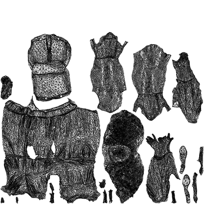 3D scanned woman walking casual, photorealistic archviz people for Enscape and SketchUp, wireframe top-down view