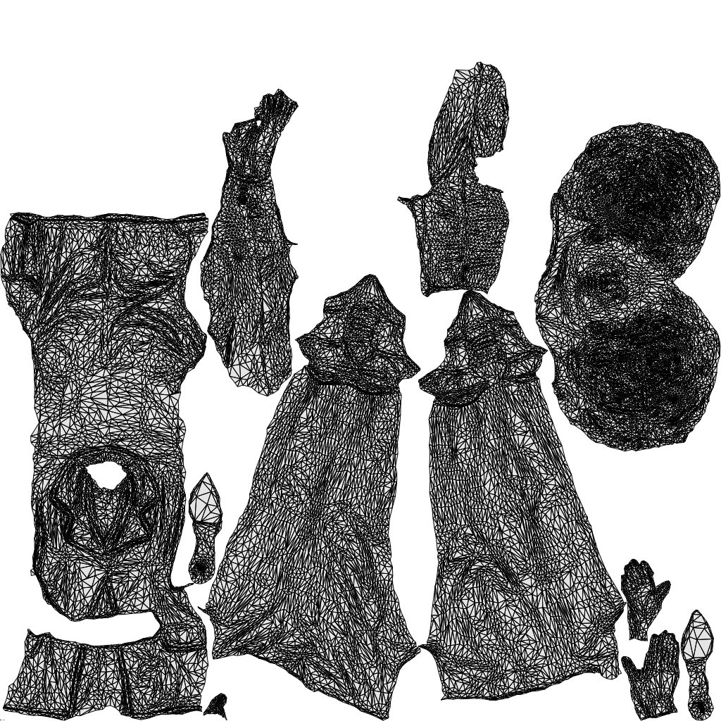 3D scanned woman standing business, photorealistic archviz people for Enscape and SketchUp, wireframe top-down view