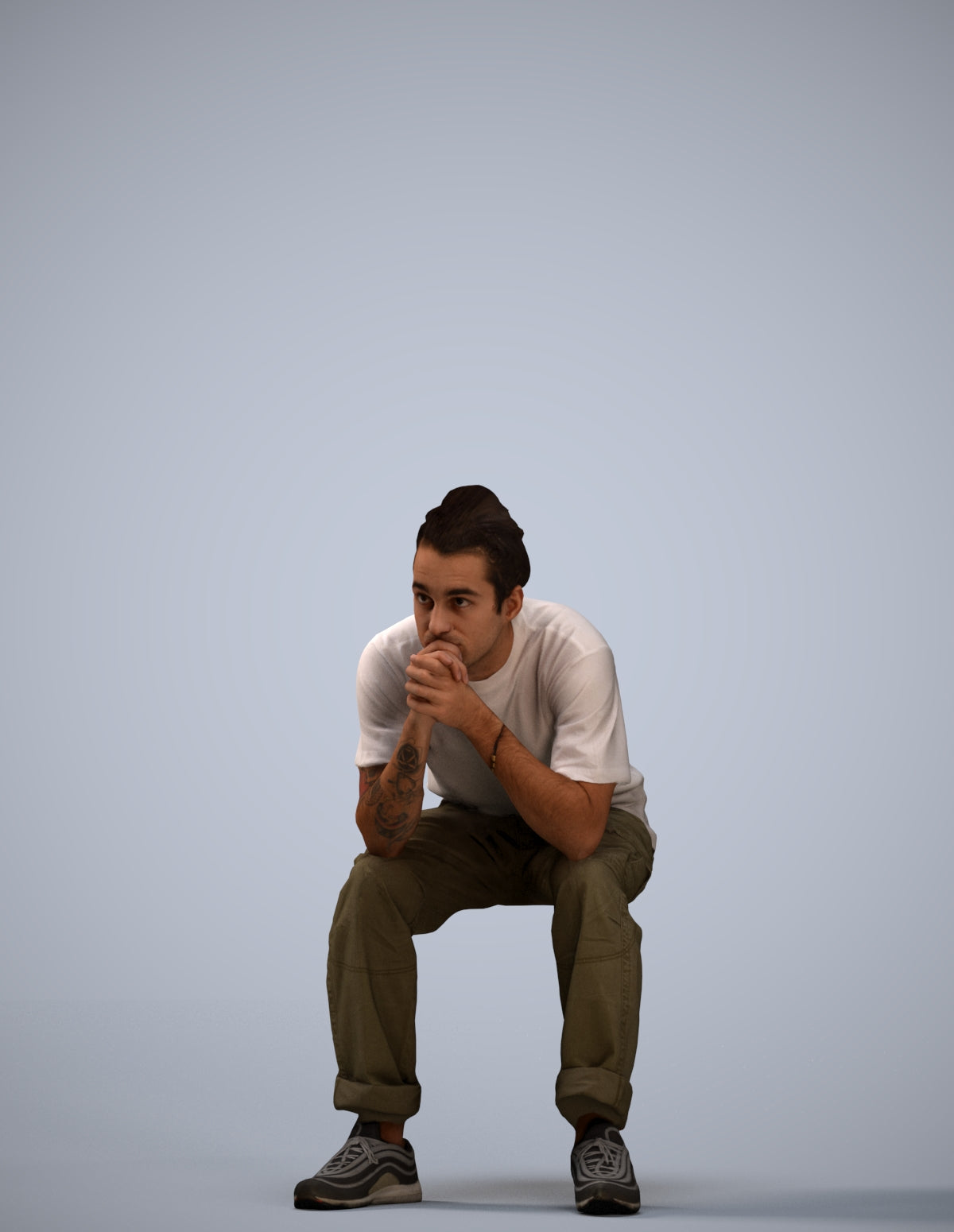realistic 3D man casual sitting, scanned archviz people for Blender and 3ds Max