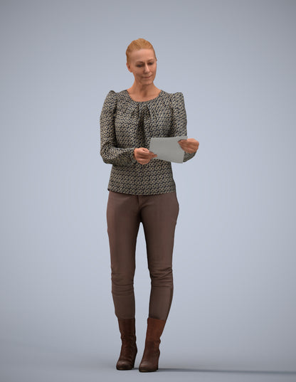 3D people model woman business walking, scanned human for 3ds Max rendering